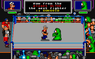 Kids Rule OK 2 (DOS) screenshot: 'Popeye 3 Wrestle Crazy' - fight!