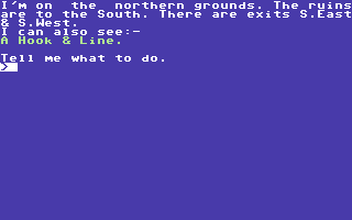 Adventures of Barsak the Dwarf (Commodore 64) screenshot: You can see a hook and line