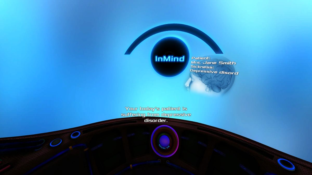 In Mind (Windows) screenshot: The game's title screen. This game was played in non VR mode and the only controller here is the mouse