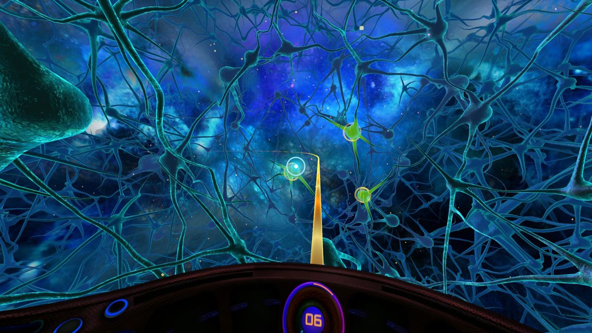 In Mind (Windows) screenshot: The game is very simple. There are bad red neurons which turn to good green neurons once they've been shot
