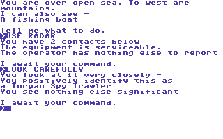 Spyplane (Commodore 64) screenshot: It's an enemy craft