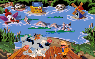 Sam & Max: Hit the Road (DOS) screenshot: Some scenes in the game firmly follow the spirit of good old cartoon violence