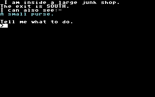 Diamond Trail (Commodore 64) screenshot: Inside a junk shop