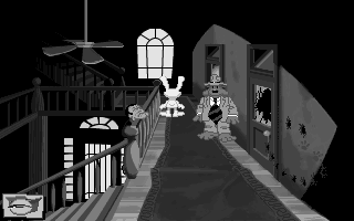 Sam & Max: Hit the Road (DOS) screenshot: You can play the game in stylish black and white!..