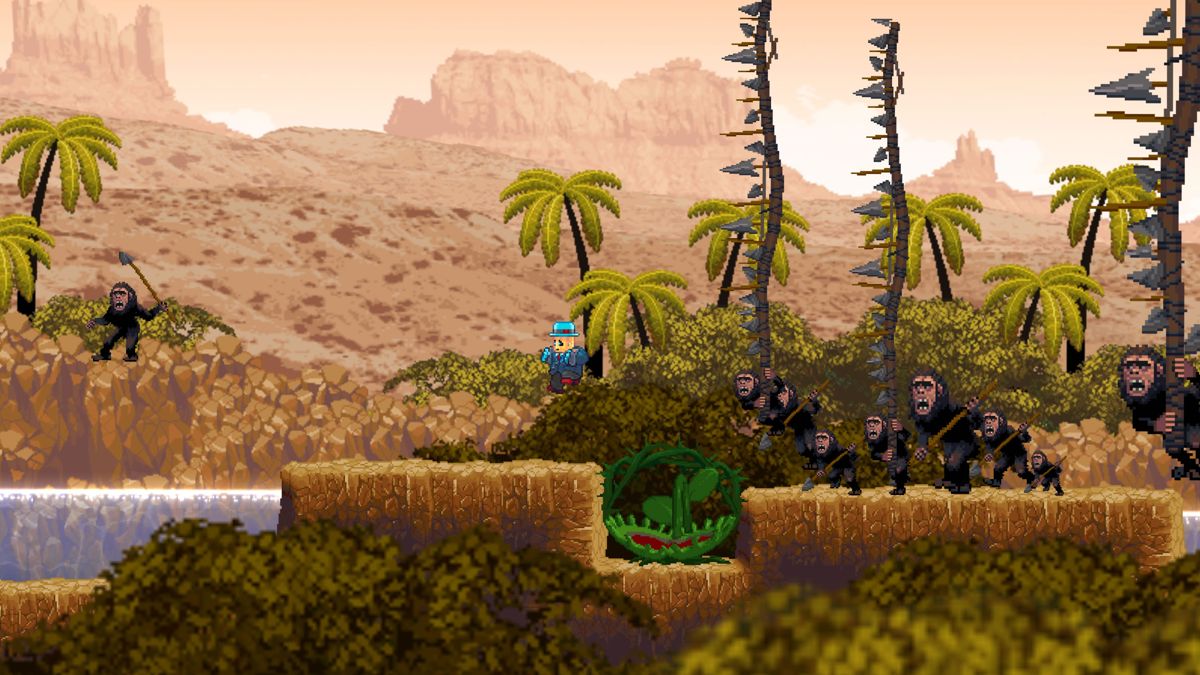 Horace (Windows) screenshot: In prehistoric times chased by an angry mob.