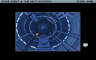 Space Quest V: The Next Mutation (DOS) screenshot: Don't look down, Roger!..