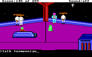 Space Quest: The Lost Chapter (DOS) screenshot: You actually need to specify the race of the alien you want to talk to