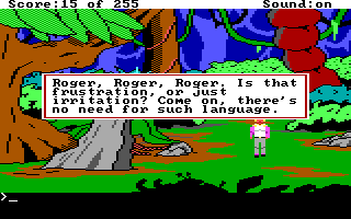 Space Quest: The Lost Chapter (DOS) screenshot: I tried to type in some swear words, and the game reacted. Sorry... bad habit, really