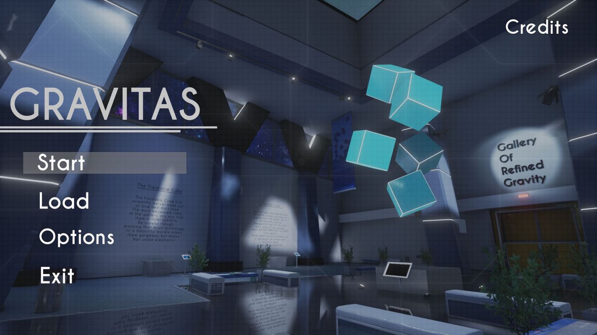 Gravitas (Windows) screenshot: The title screen and main menu