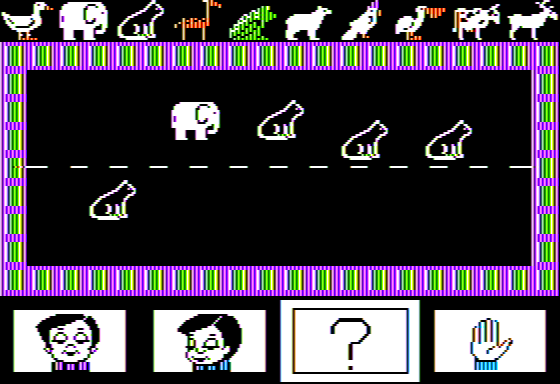 Fun with Directions (Apple II) screenshot: Error! All Frogs Should be on the Same Side!