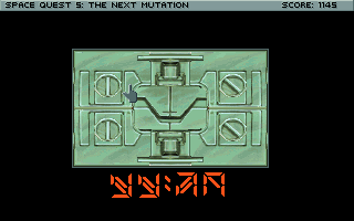 Space Quest V: The Next Mutation (DOS) screenshot: Puzzle: figure out a way to open all the panels within the time limit