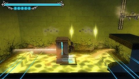 Prince of Persia: The Forgotten Sands (PSP) screenshot: Using sand stream to move the platform