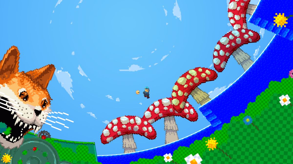 Horace (Windows) screenshot: Chased by a cat in a psychedelic world inspired by <i>Alice in Wonderland</i>