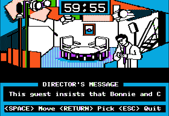 Ace Inquirer (Apple II) screenshot: Receiving a Message from my Director