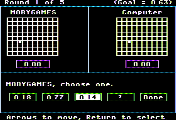 Decimal Concepts (Apple II) screenshot: Decimal Duel - Choosing a Number