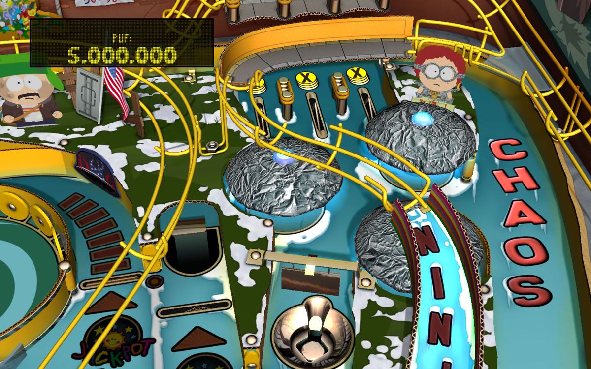 Zen Pinball 2: South Park Pinball (Windows) screenshot: <i>Butters' Very Own Pinball Game</i> - Top right part with the spinners