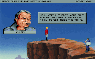 Space Quest V: The Next Mutation (DOS) screenshot: Chatting with Cliffy