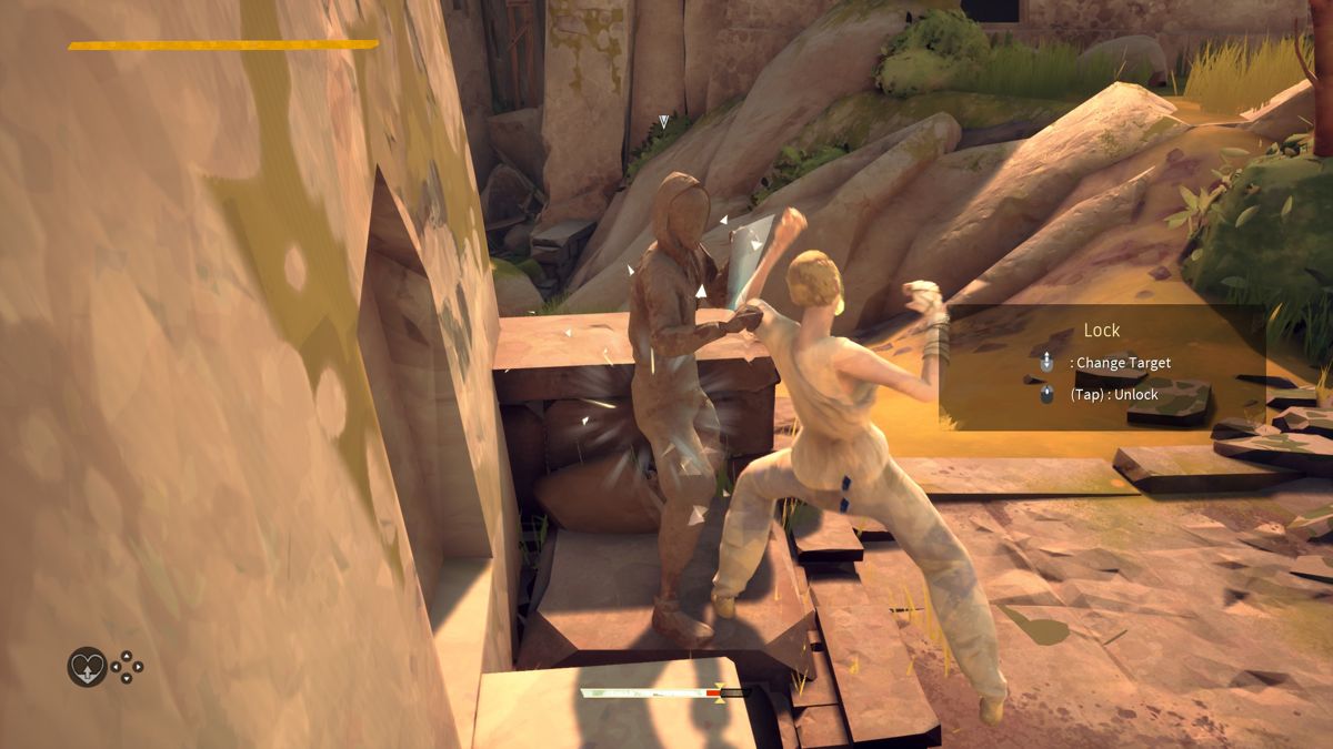Absolver (Windows) screenshot: Tutorial: The first task is practicing combat with statues