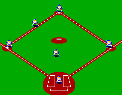 Great Baseball (SEGA Master System) screenshot: Now, a top-down perspective