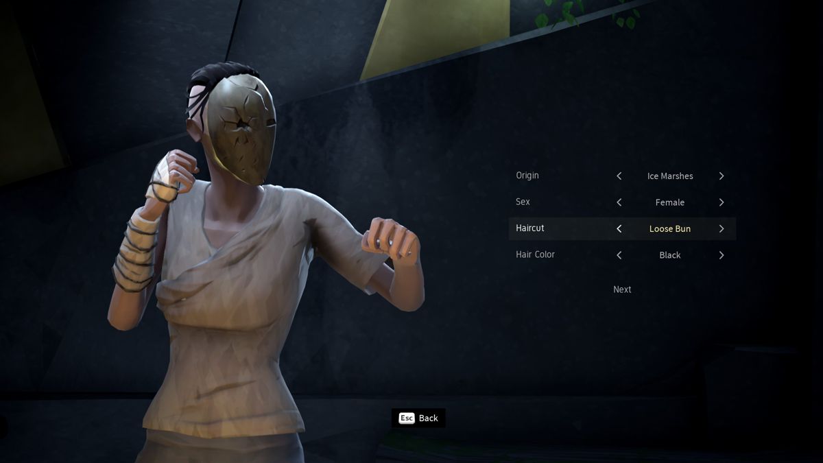Absolver (Windows) screenshot: Character creation<br>Phase one defines the physical characteristics and phase two defines the the combat style.