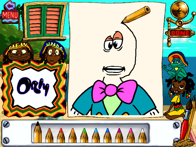 Orly's Draw-A-Story (Windows 16-bit) screenshot: Drawing a head for this character.