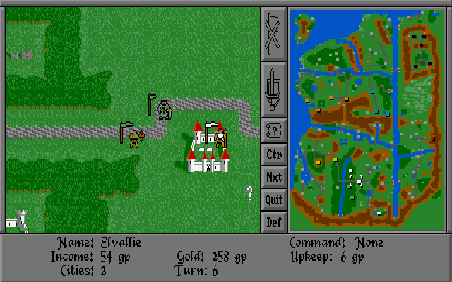 Warlords (DOS) screenshot: Armies and enemy castle