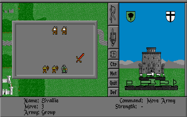 Warlords (DOS) screenshot: Spear-men vs archers