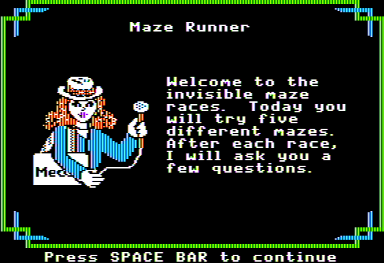 Decimal Concepts (Apple II) screenshot: Maze Runner - Introduction