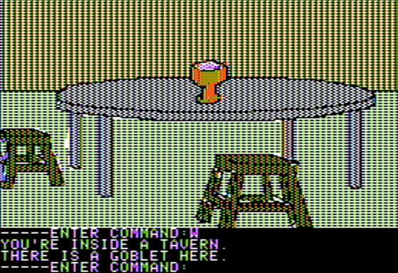 Man-Eng: Master of Evil (Apple II) screenshot: Finding a Goblet in the Tavern