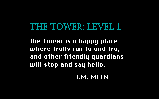 I.M. Meen (DOS) screenshot: Level introduction, with poem