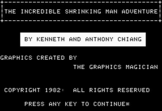 The Incredible Shrinking Man Adventure (Apple II) screenshot: Introduction