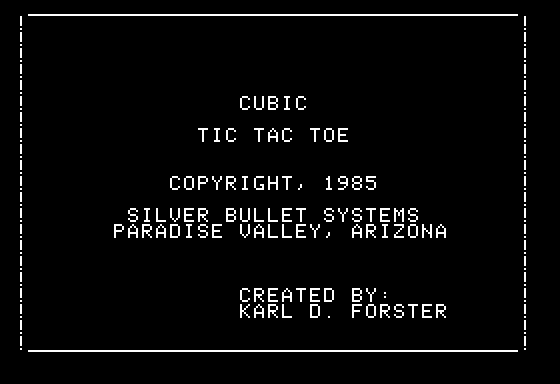 Cubic Tic Tac Toe (Apple II) screenshot: Title Screen