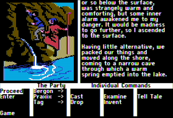 Journey: The Quest Begins (Apple II) screenshot: Leaving my Companion Behind