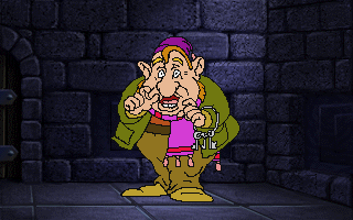 I.M. Meen (DOS) screenshot: Meen's traitorous gnome, Gnorris, helps you out