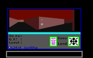 Lost (DOS) screenshot: A choice of direction, but there's something on the wall up ahead....