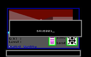 Lost (DOS) screenshot: The game does have a save/load function. The player must name the save game themselves, spaces are not allowed, which means there's an almost unlimited number of saves possible
