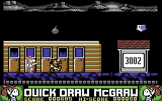 Quick Draw McGraw (Commodore 64) screenshot: Avoid the bomb