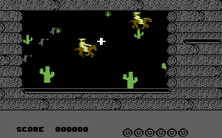 Indian Attack (Commodore 64) screenshot: Indians on horses riding by