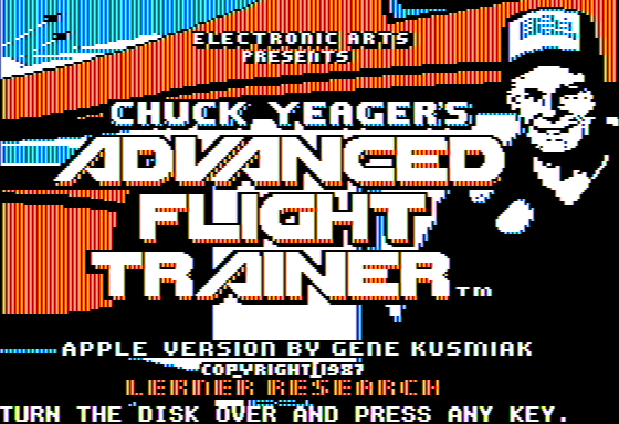 Chuck Yeager's Advanced Flight Simulator (Apple II) screenshot: Title Screen