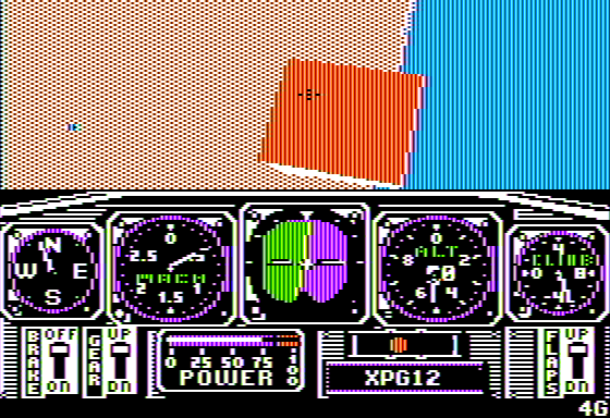 Chuck Yeager's Advanced Flight Simulator (Apple II) screenshot: Flying Slalom