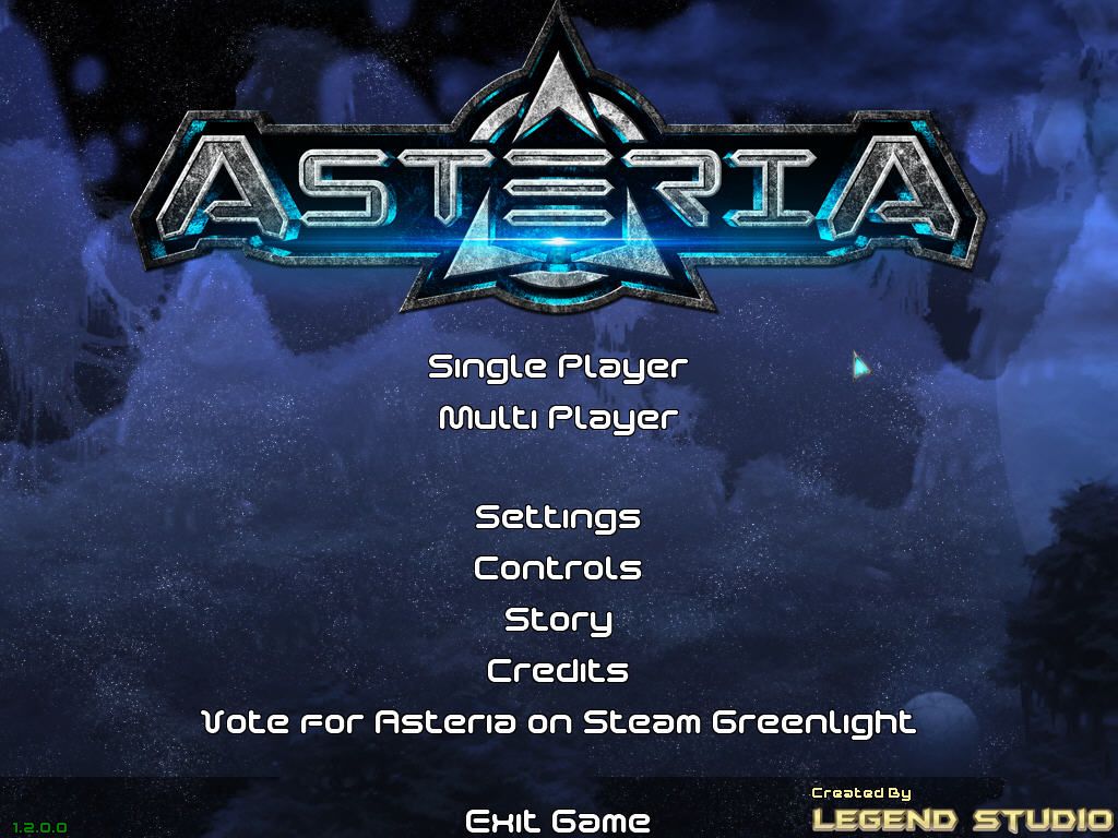 Asteria (Windows) screenshot: Title screen