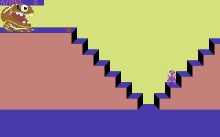 Goodness Gracious (Commodore 64) screenshot: A creature using the stairs