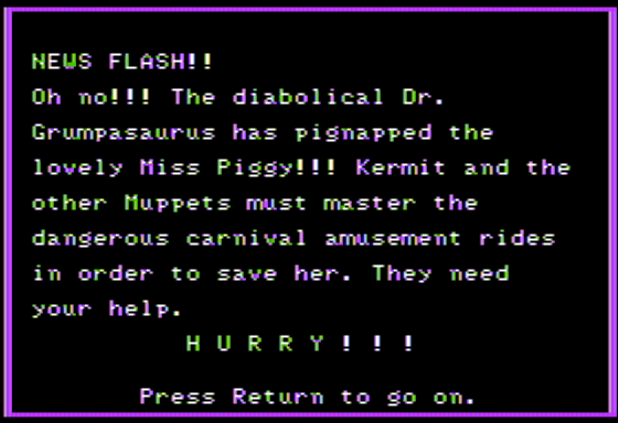 Jim Henson's Muppet Adventure No. 1: "Chaos at the Carnival" (Apple II) screenshot: The Story