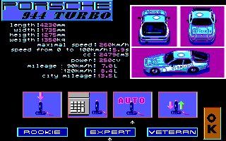 Turbo Cup (DOS) screenshot: Main menu (EGA)