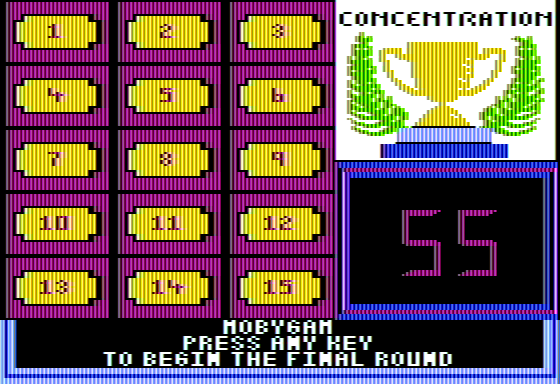 Classic Concentration (Apple II) screenshot: Bonus Round