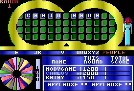 Wheel of Fortune: New 3rd Edition (Apple II) screenshot: The 1st Puzzle Solved