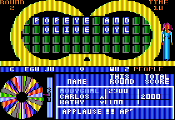 Wheel of Fortune: New 3rd Edition (Apple II) screenshot: 2nd Puzzle Solved