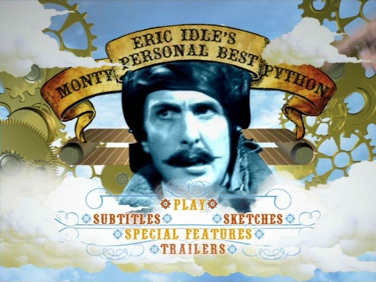 Monty Python's Personal Bests (included game) (DVD Player) screenshot: Eric Idle's main menu screen<br>All the menus are animated and follow the same format