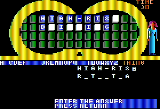 Wheel of Fortune: New 3rd Edition (Apple II) screenshot: I Need to Solve the Puzzle