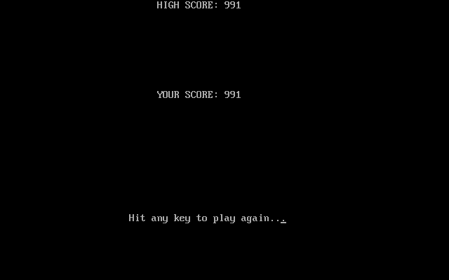 Flygame (DOS) screenshot: Game Over!